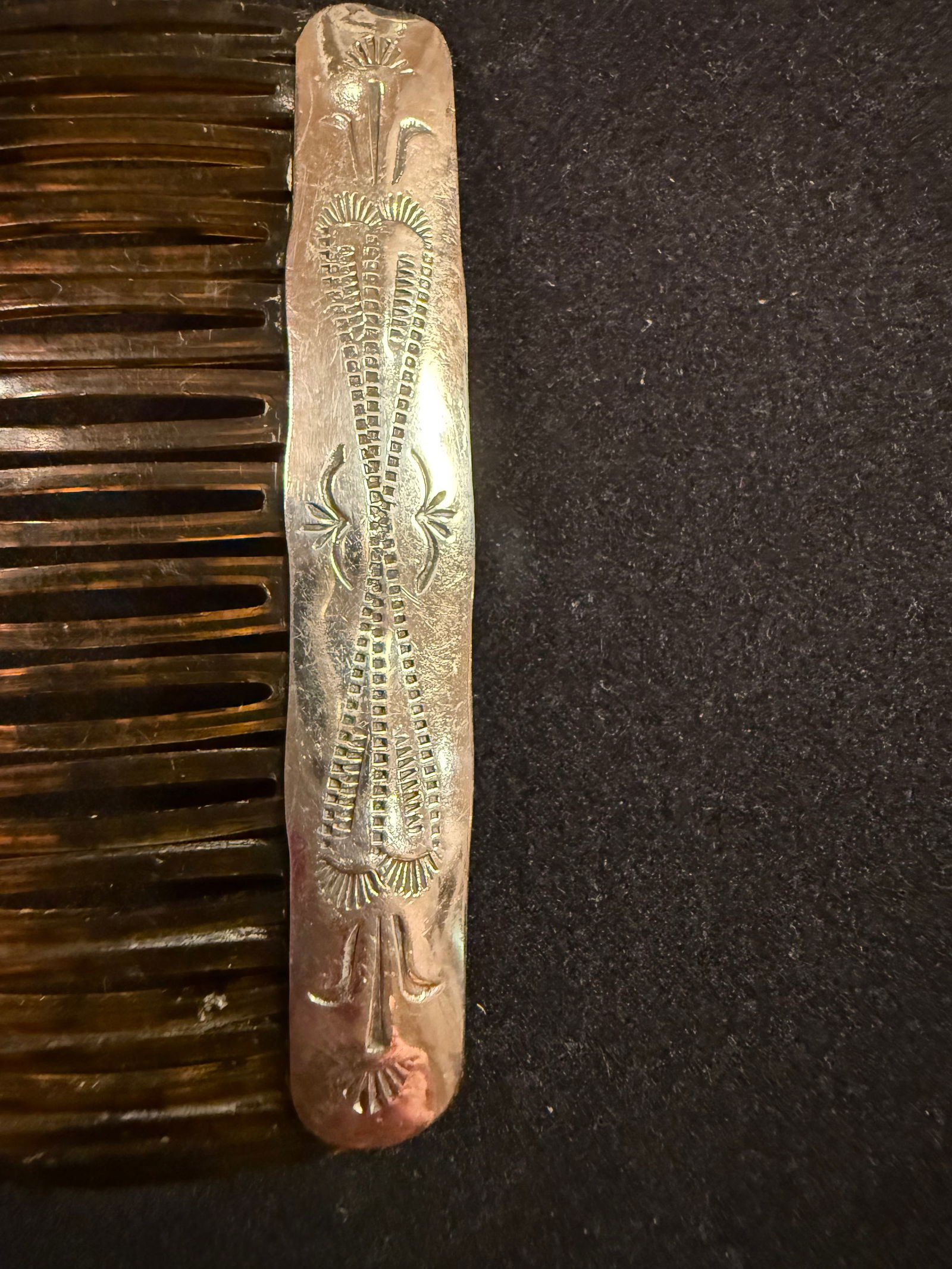 Vintage Navajo Hair Comb with Stamped Silver (1 of 2)