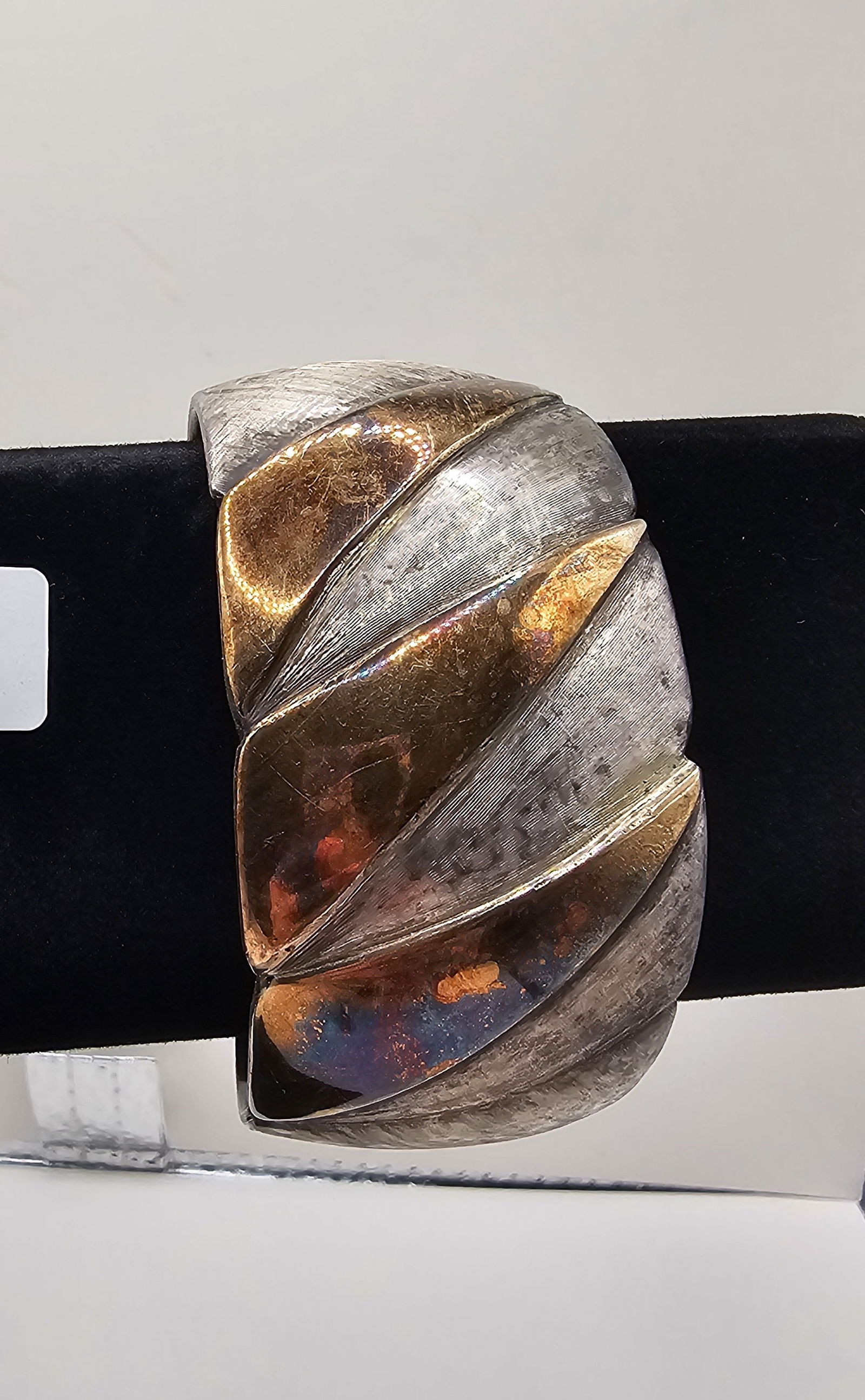 18k and Sterling Silver Cuff Bracelet, marked Le Lorrain Italy (1 of 3)