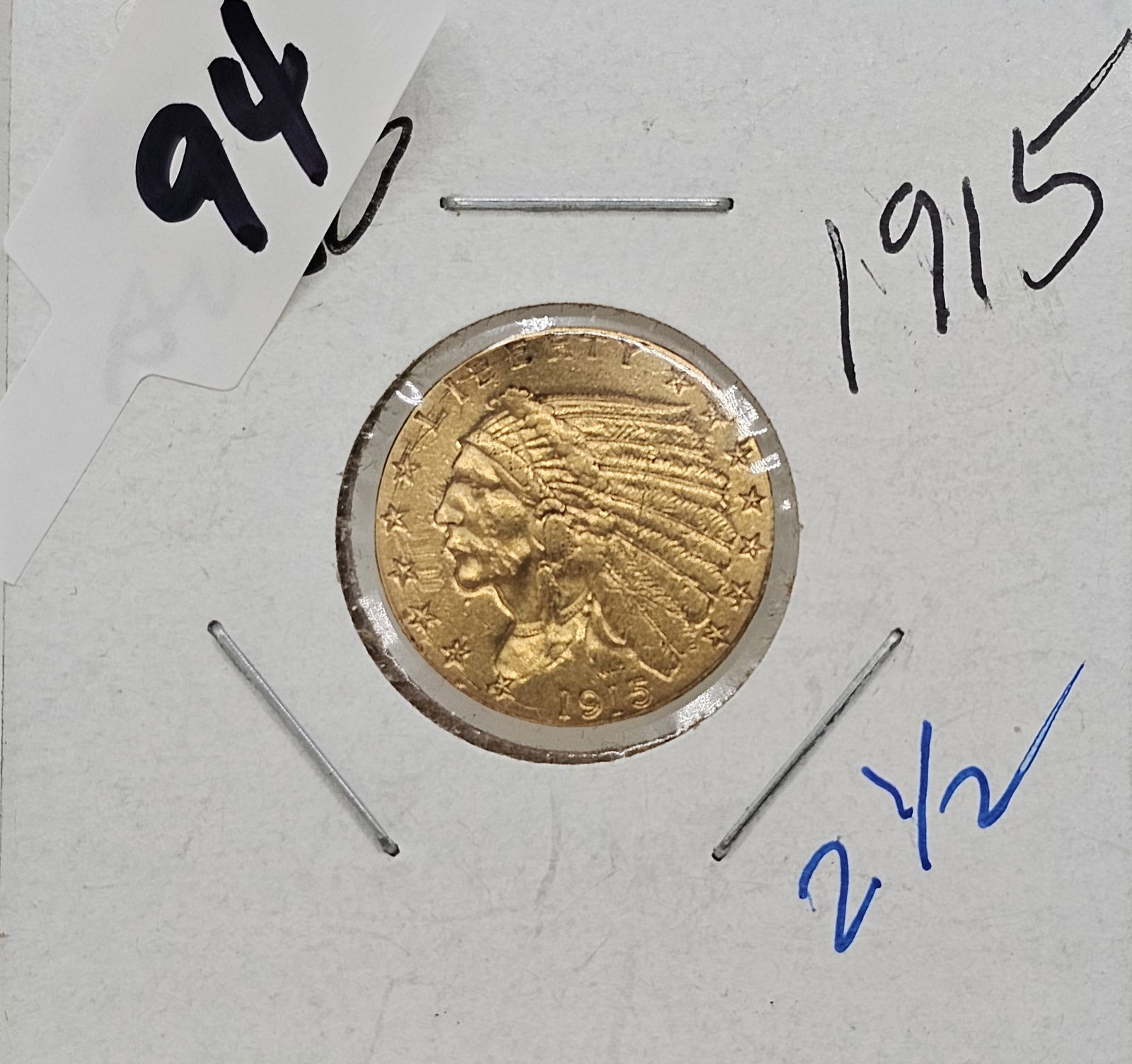 1915 Indian Head $2.50 Gold Coin: 1915 Indian Head $2.50 Gold Coin