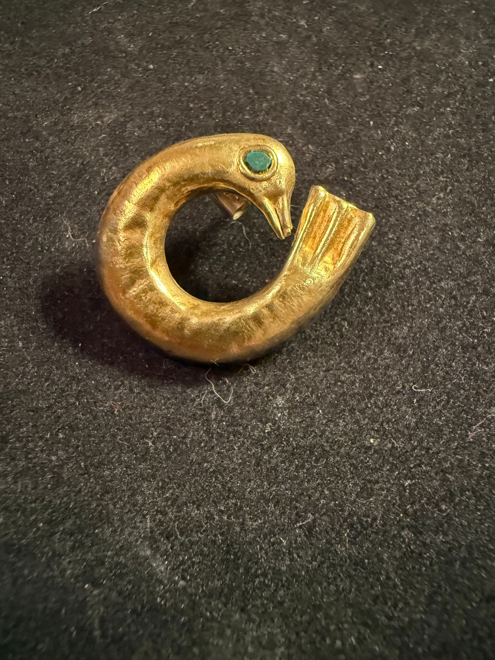 Vintage Sterling Silver 18K Gold Bird Earring (1) with Turquoise Eye: Vintage Sterling Silver 18K Gold Bird Earring (1) with Turquoise Eye, 7/8”