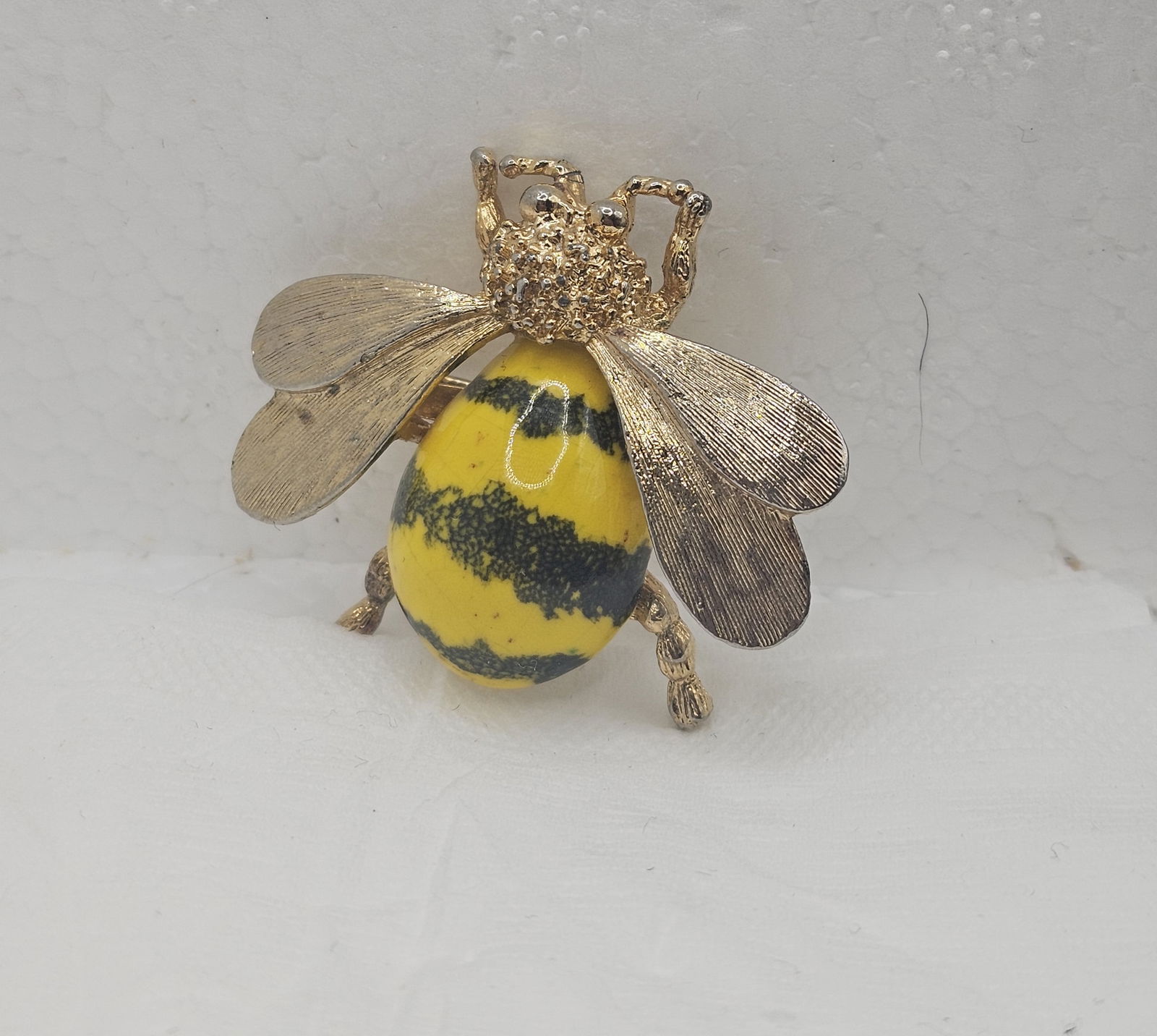 Vintage Porcelain Bumble Bee Pin: Vintage Porcelain Bumble Bee Pin, 1 1/2”