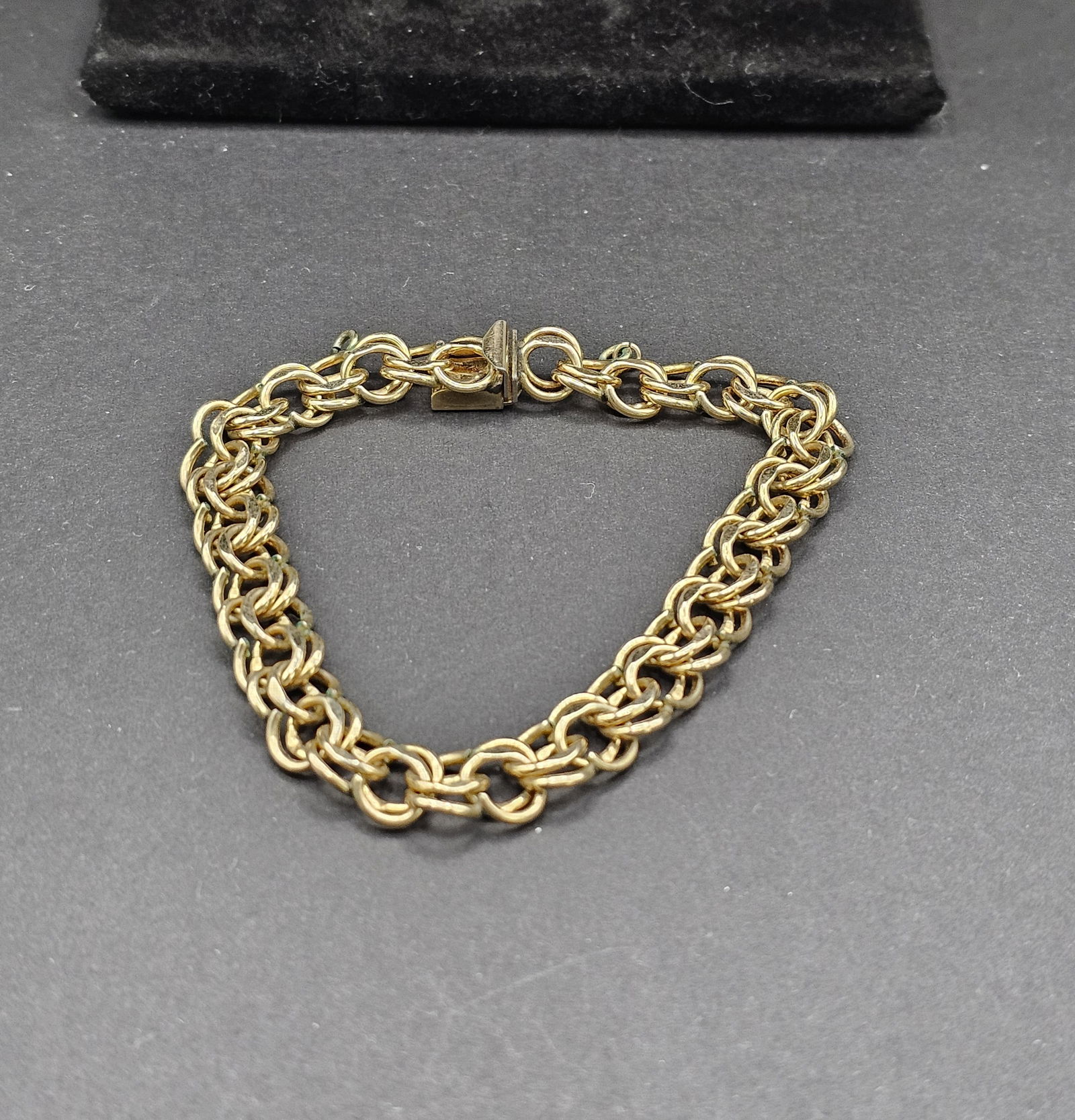 Antique 12k Gold Filled Charm Bracelet, 7.25" long: Antique 12k Gold Filled Charm Bracelet
