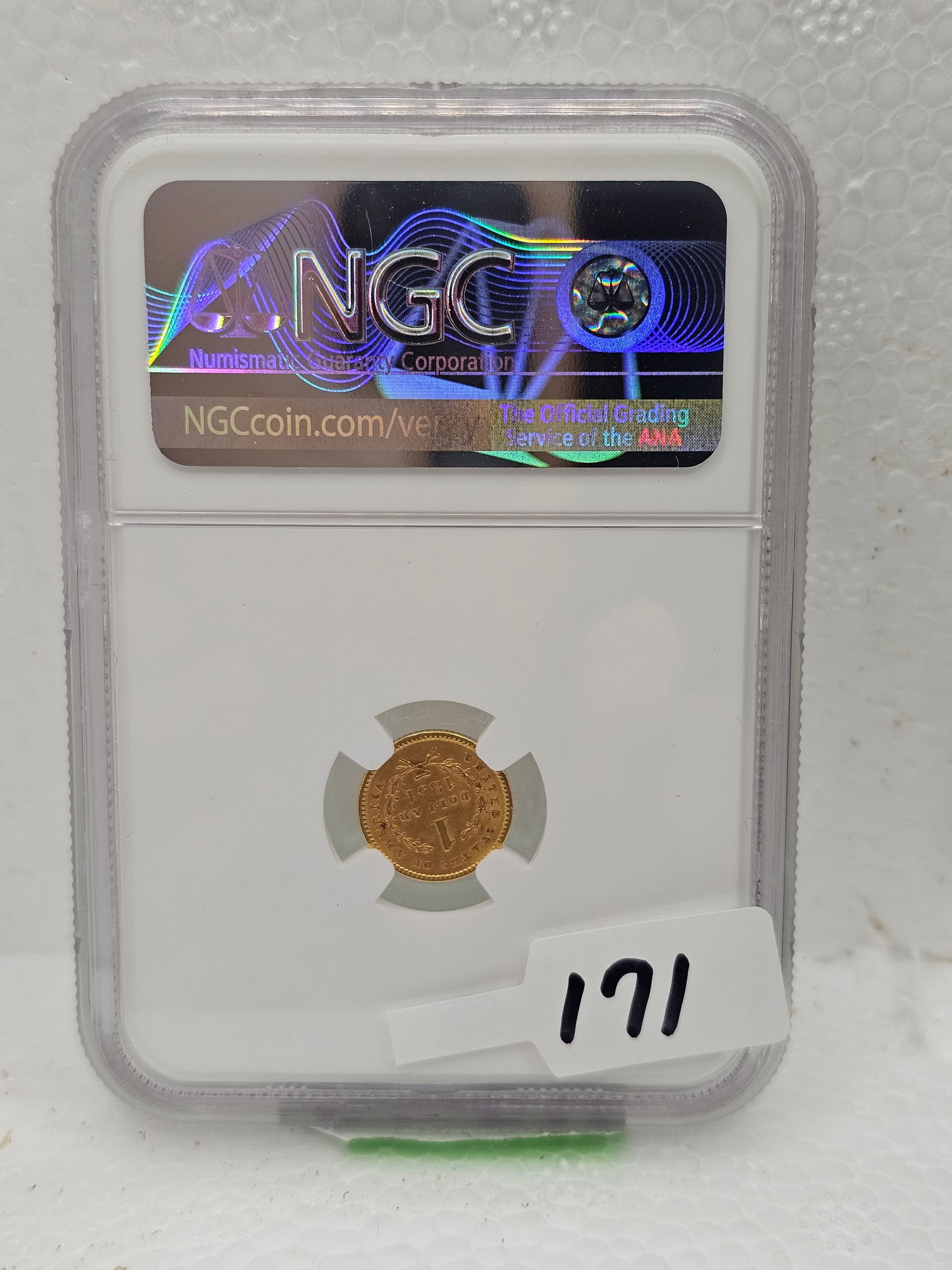 1851 $1 Gold Coin, XF: NGS rated XF