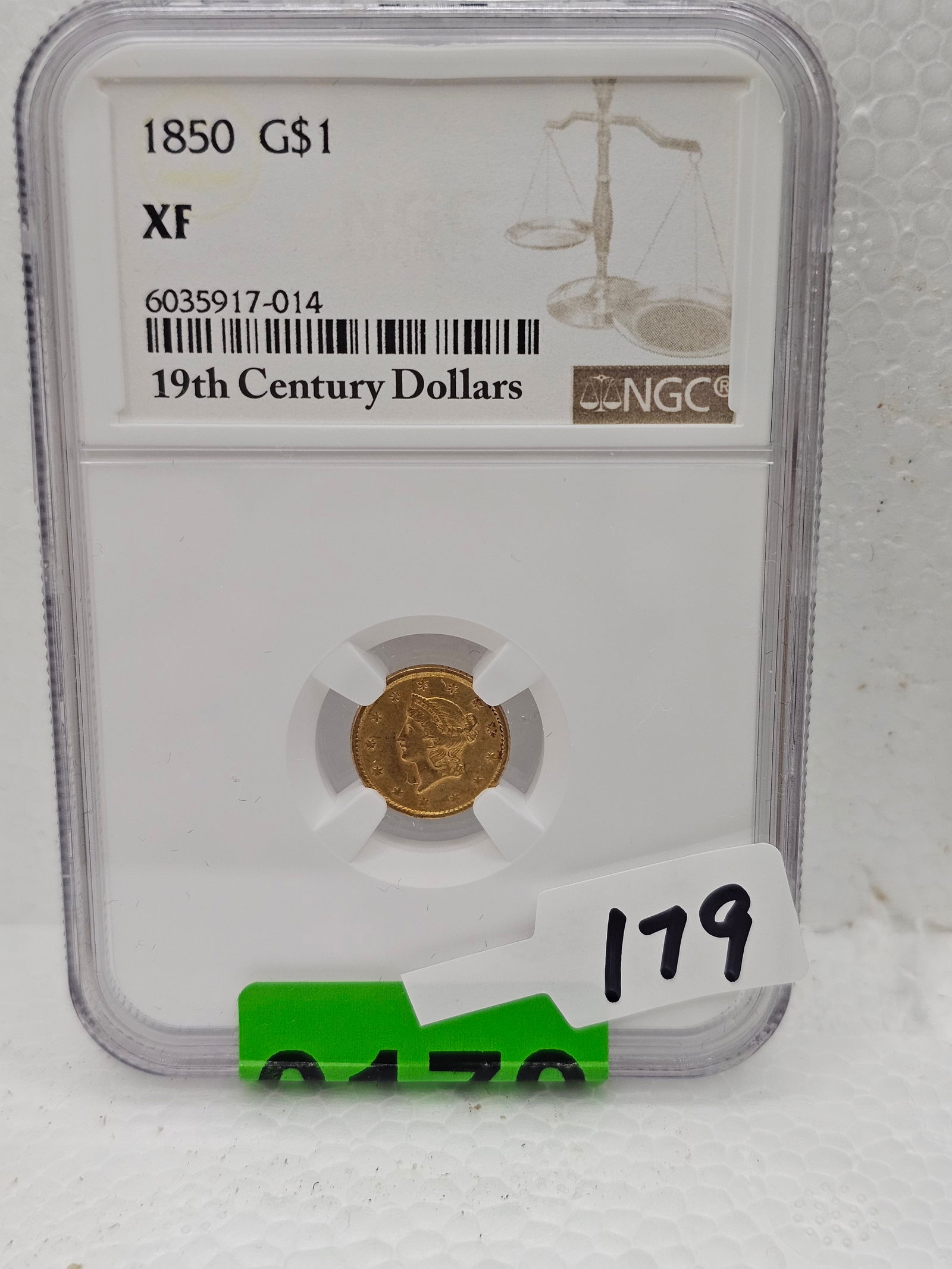 1850 $1 Gold Coin, XF: NGC Rated XF