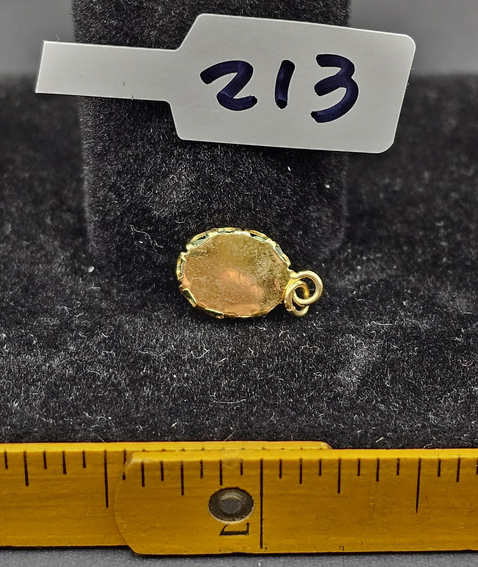 Small 14k Intricately Carved Jade Charm: Small 14k Carved Jade Charm