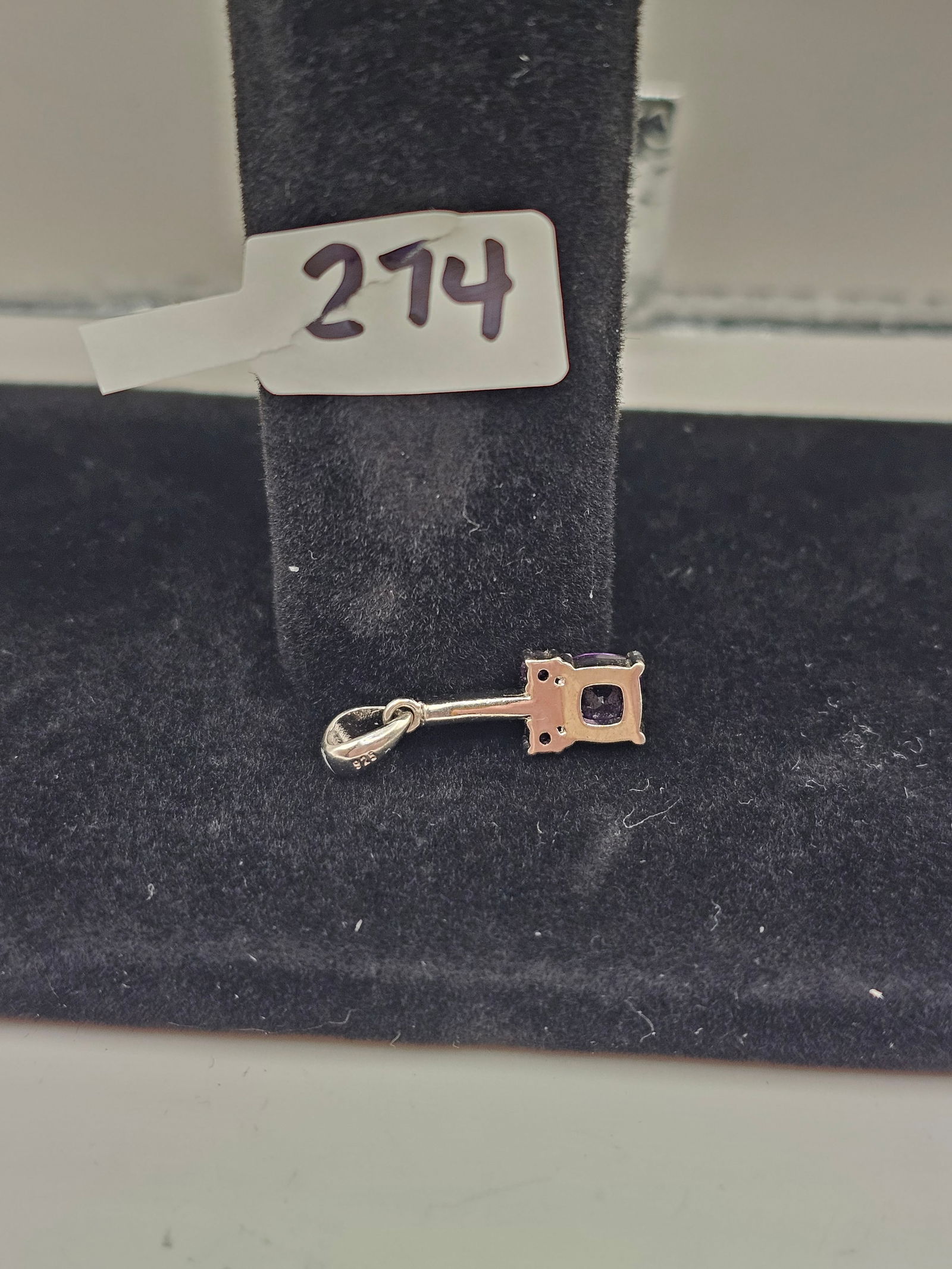 925 Silver Pendant with Amethyst and Clear Stones: 925 Silver Pendant with Amethyst and Clear Stones