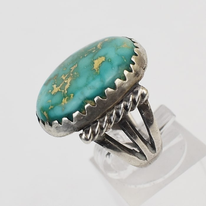Antique Navajo Green Turquoise Ring, c. 1930 (1 of 3)