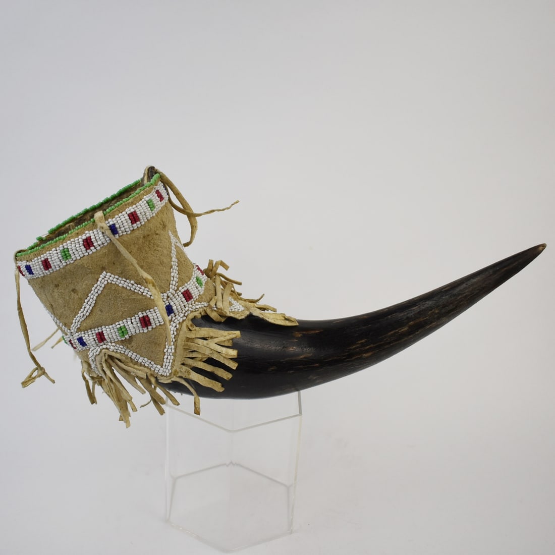 Sioux Beaded Buffalo Horn Coal Carrier c.1910 (1 of 4)