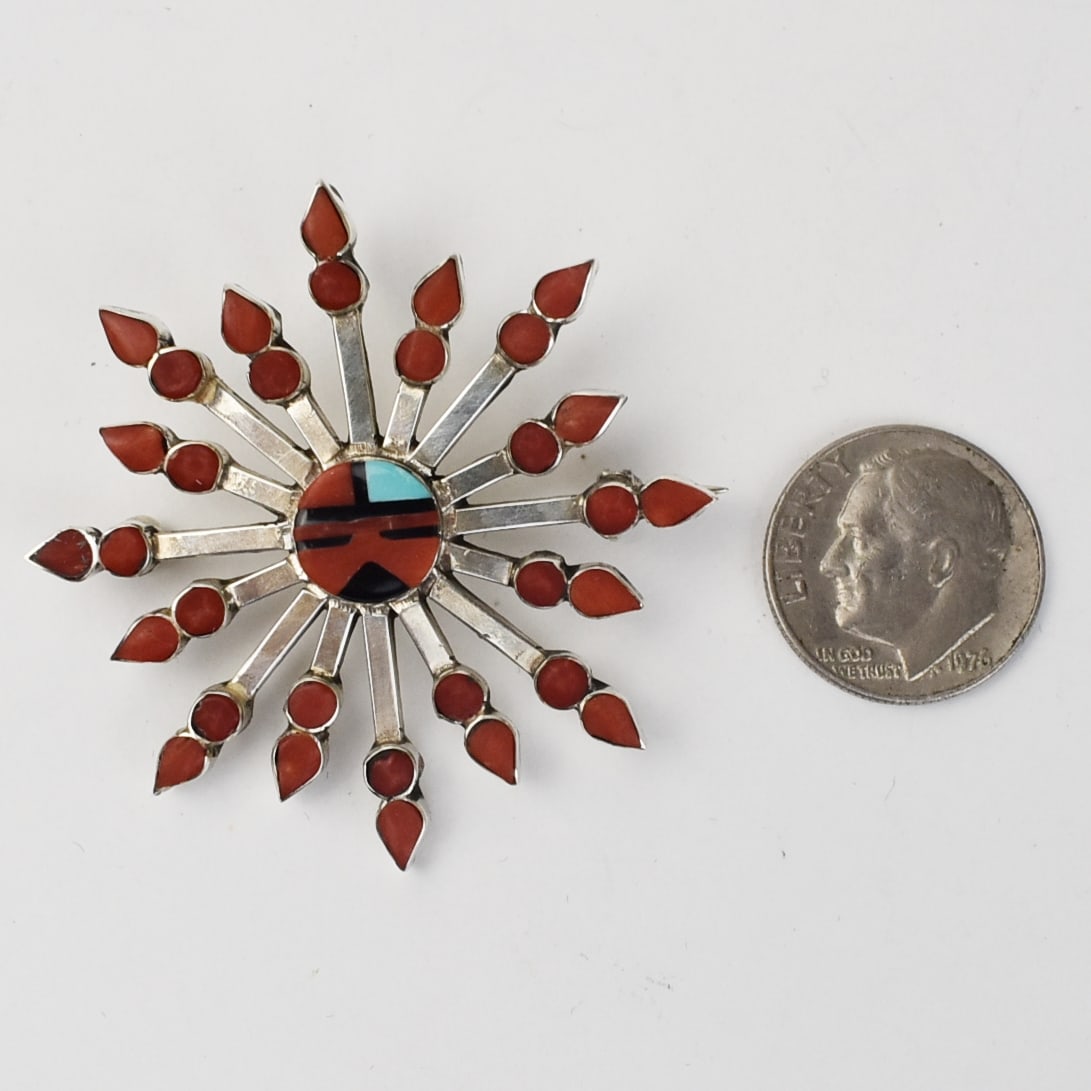 ZUNI INLAID SILVER SNOWFLAKE PIN/PENDANT BY VERA HALUSEWA (1 of 2)