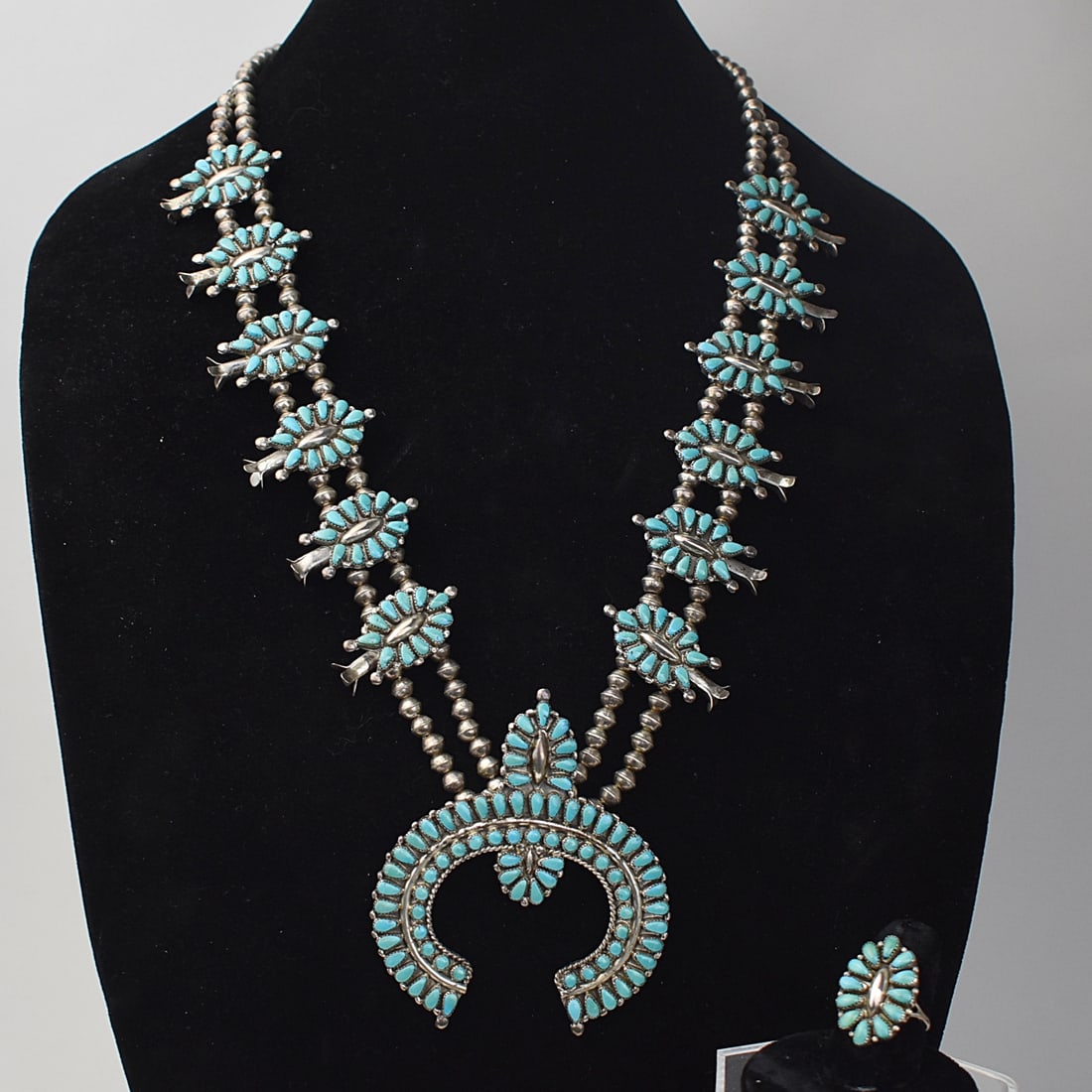 ZUNI SILVER NECKLACE & RING SET  BY FELIX AND MARYANN CHAVEZ C. 2000 (1 of 4)