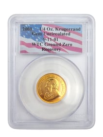 1/4 OZ Krugerrand Gem Uncirculated 9-11-01 WTC Ground Zero Recovery PCGS Certified
