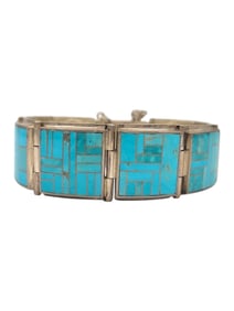 Turquoise Inlay Link Bracelet by David Freeland JR