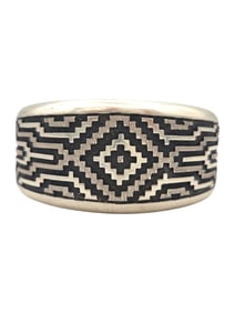 Dan Jackson Wide Cuff Bracelet 'Silver Rug Design' in Sterling Silver
