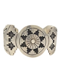 Anna Begay Cuff Bracelet with Design in Sterling Silver
