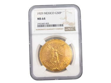 1929 Mexico G50P MS64 Gold Peso