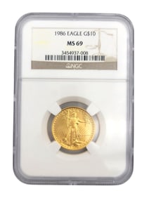 1986 Eagle G $10 MS69 NGC Certifed