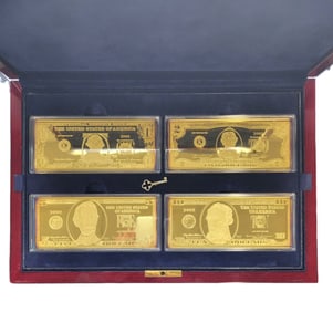 Washington Mint Golden 12 Denominations Dollar Bills Collection Gold Plated .999 Silver