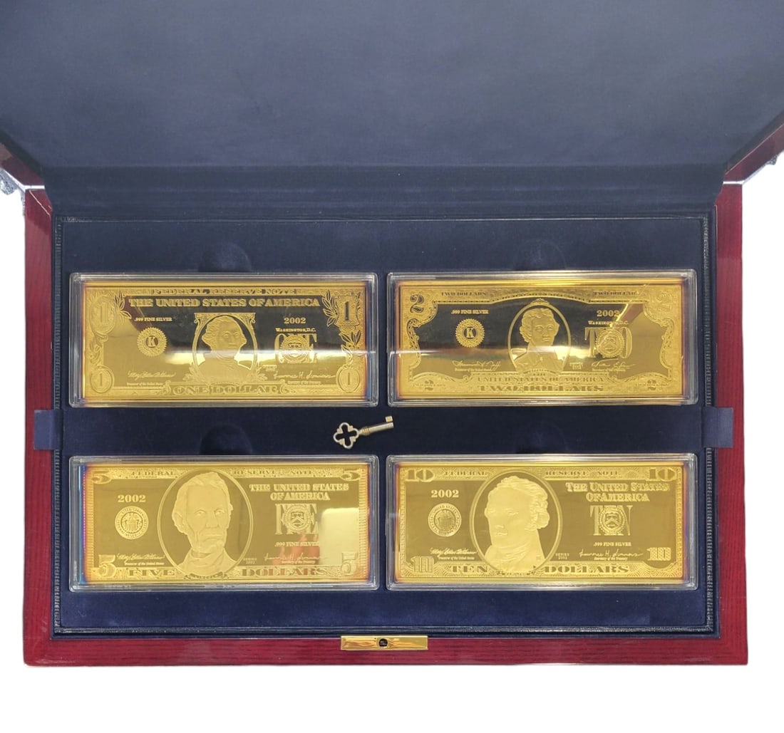 RARE Washington Mint Golden 12 Denominations Dollar Bills Collection Gold Plated .999 Silver (1 of 10)