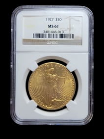 1927 $20 MS61 Saint-Gaudens Gold Double Eagle NGC Certified