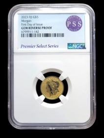 2023 Fiji G$5 Morgan First Day od Issue Gem Reverse Proof NGC Certified