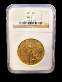 1925 $20 MS61 Double Eagle Gold Coin NGC Certified