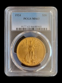 1924 $20 PCGS MS63 Double Eagle Gold Coin PCGS Ceritfied