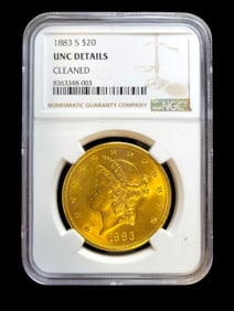 1883 S $20 UNC Details Cleaned NGC Certified