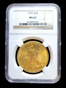 1924 $20 MS 63 Saint Gaudens Gold Coin NGC Certified