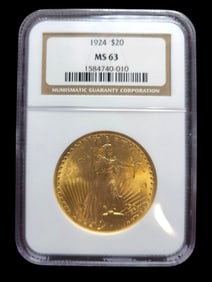 1924 $20 MS 63 Saint Gaudens Gold Coin NGC Certified