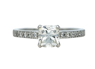 Tiffany & Co. Lucida Diamond Ring with Pave Diamond Band