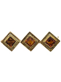 Vintage Yellow Gold and Square Citrine Brooch
