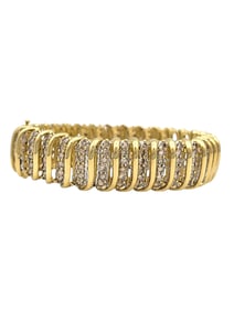 Wide 7 Carats Total Champagne Diamond Tennis Bracelet in 14 Karat Yellow Gold