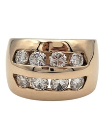 2 Row Channel Set Diamond Band Ring 14 Karat Rose Gold