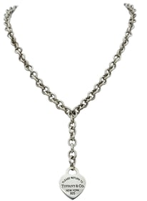 Tiffany & Co. Sterling Silver "Return to Tiffany" Heart Tag Drop Link Necklace