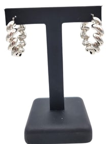 Hoop Earring Twist Design 14 Karat White Gold