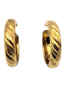 Hoop Earring Alternating Polished & Texture Swirl 14 Karat Yellow Gold
