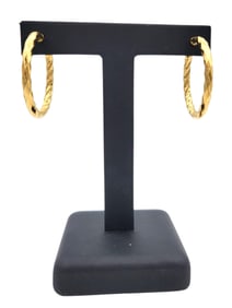 Hoop Earring Polished Twist Design 14 Karat Yellow Gold