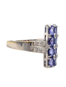 Tanzanite & Diamond Mosaic Grid Cocktail Ring in 18 Karat White Gold