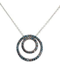 Blue Diamond Swirl Pendant Necklace in Sterling SIlver