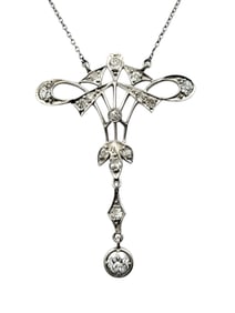 Vintage Diamond Swirl Pendant Necklace in Platinum