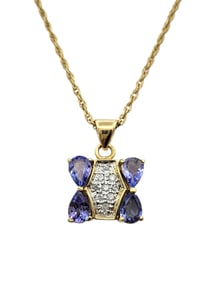 Tanzanite and Diamond Pendant Necklace in 14 Karat Yellow Gold