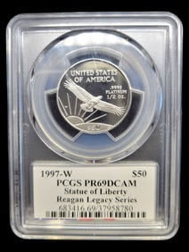 1997-W PCGS PR69 DCAM $50 Statue of Liberty Michael Reagan Signed Series