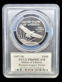 1997-W PCGS PR69 DCAM Statue of Liberty Platinum Coin Michael Reagan Signed Series