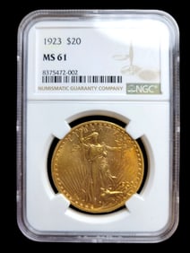 1923 $20 MS 61 Saint Gaudens Gold Coin NGC Certified