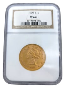 1900 $10 Liberty Head Gold Coin NGC MS61