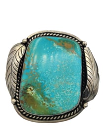 Bracelet Huge Native American Cuff in Sterling Silver with Turquoise Vintage