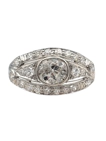 Vintage Bezel Set Round Cut Diamond Ring in Platinum