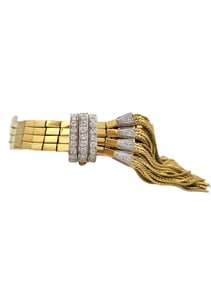 Diamond Tassel Bracelet in 18 Karat Yellow & White Gold