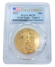 2021 Gold Eagle Coin Type 1 PCGS MS70 FirstStrike
