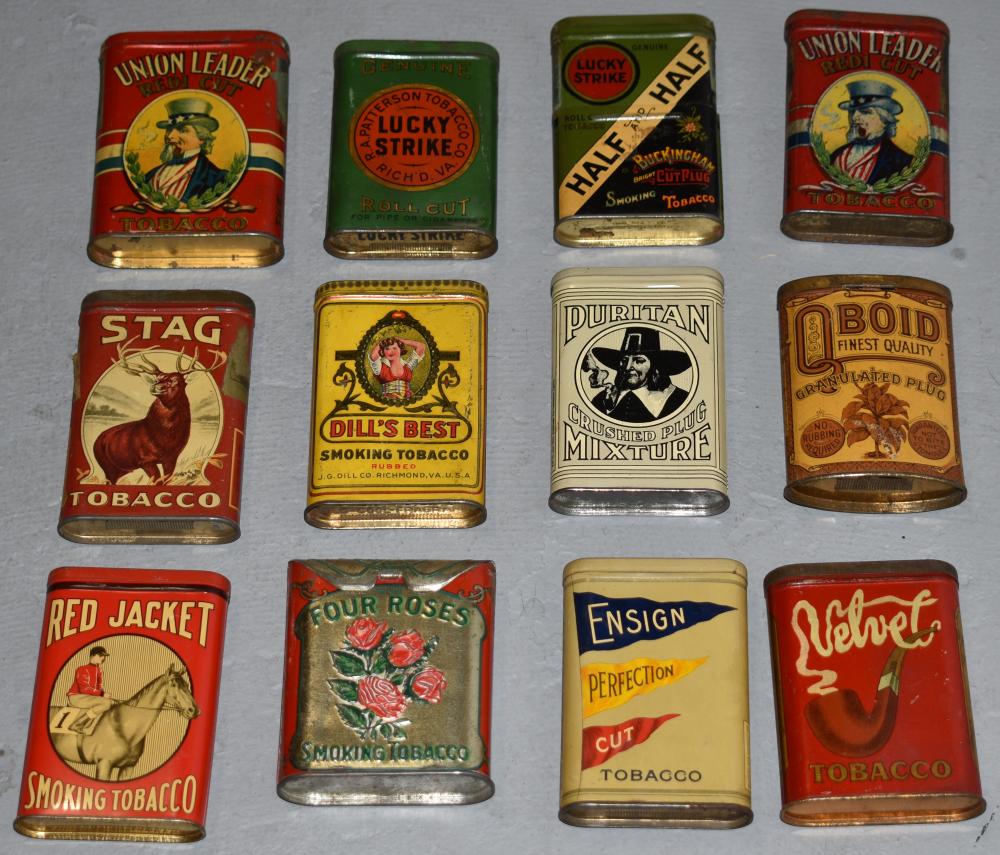 Lot (12) Vintage Advertising Tobacco Pocket Flasks (1 of 1)